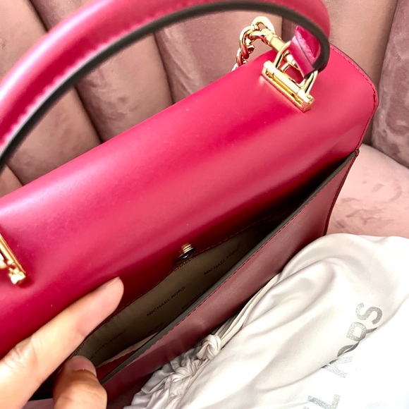 NWT Michael Kors Sloan Red/Wine Color Medium Top Handle Satchel with dust bag - Picture 12 of 15